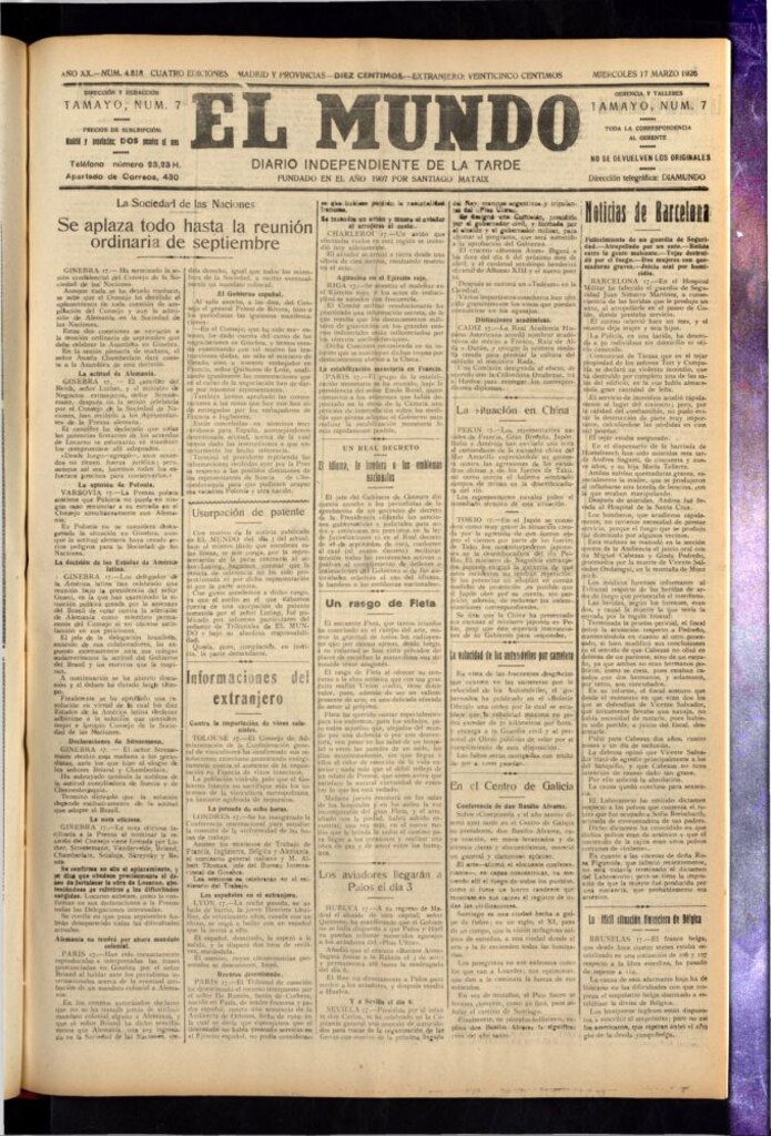 Miniatura de El Mundo del 17 de marzo de 1926