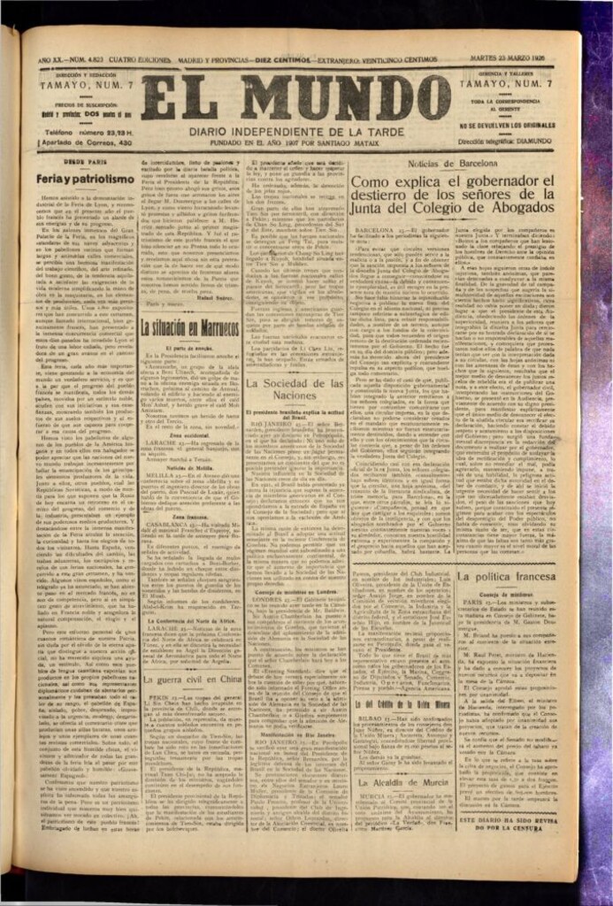 Miniatura de El Mundo del 23 de marzo de 1926