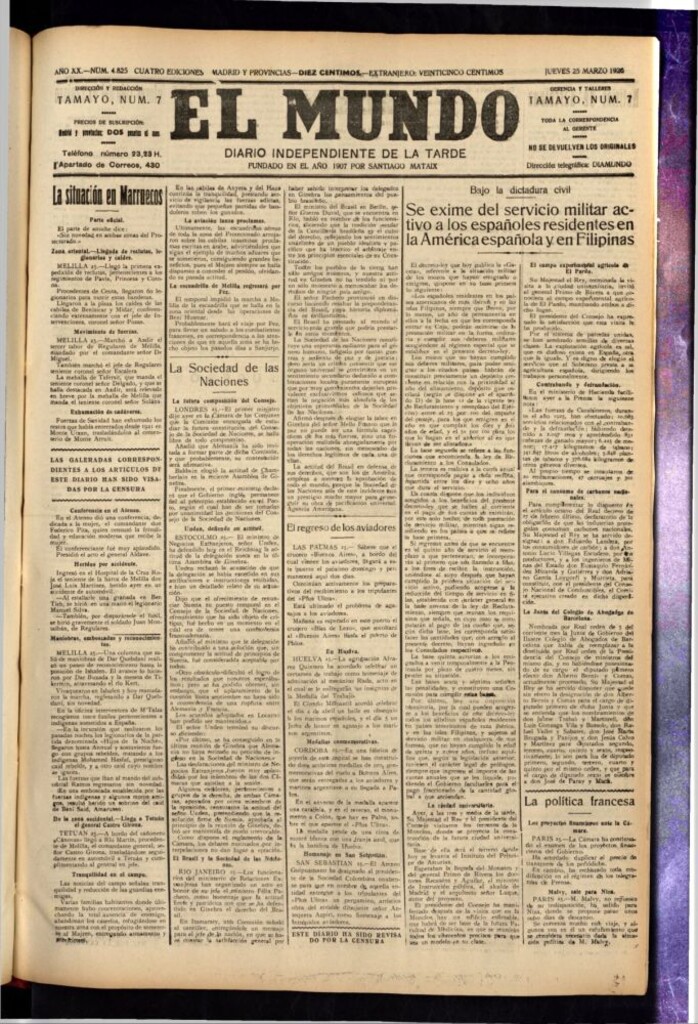 Miniatura de El Mundo del 25 de marzo de 1926