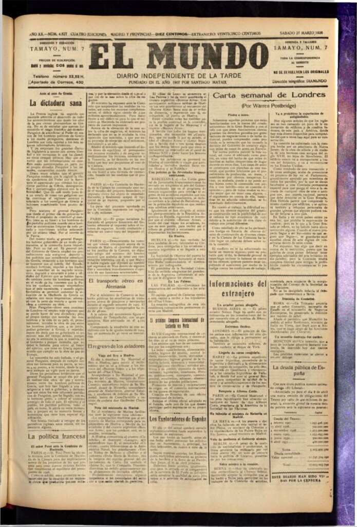 Miniatura de El Mundo del 27 de marzo de 1926
