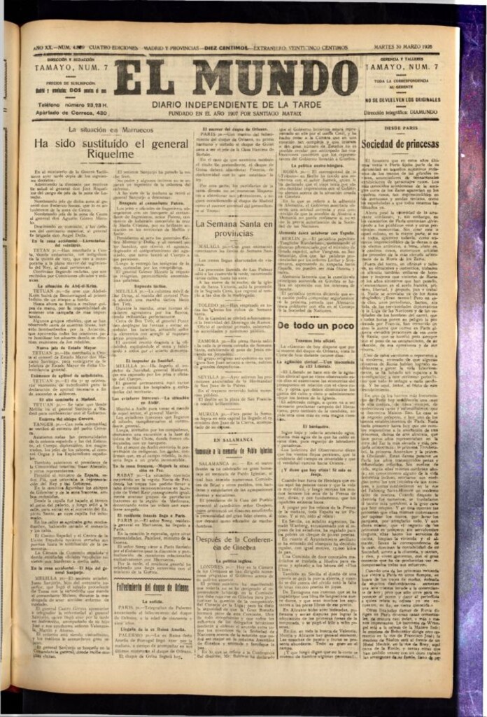 Miniatura de El Mundo del 30 de marzo de 1926