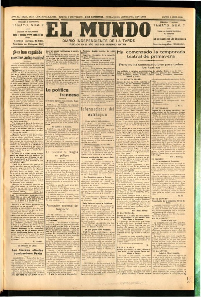 Miniatura de El Mundo del 5 de abril de 1926