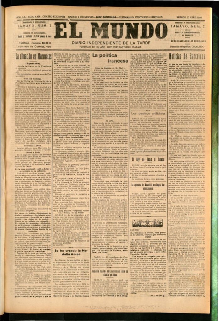 Miniatura de El Mundo del 10 de abril de 1926