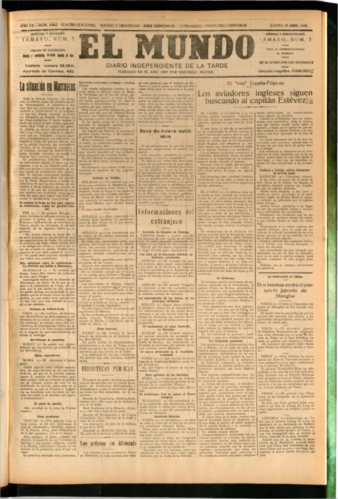Miniatura de El Mundo del 15 de abril de 1926