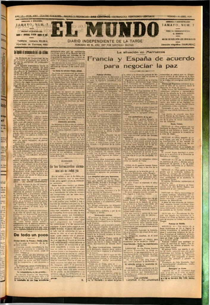 Miniatura de El Mundo del 16 de abril de 1926