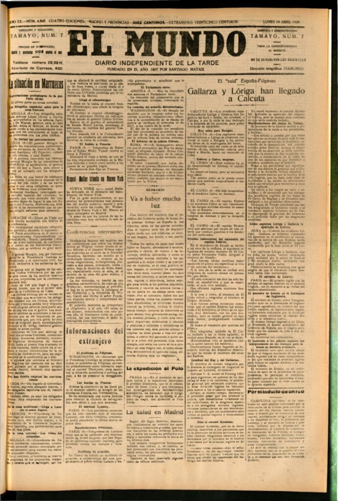 Miniatura de El Mundo del 19 de abril de 1926