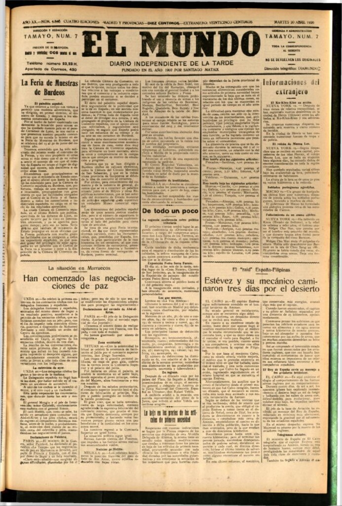 Miniatura de El Mundo del 20 de abril de 1926