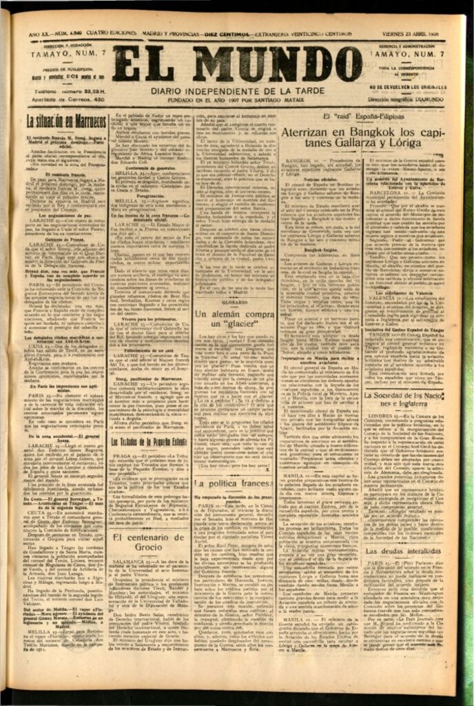 Miniatura de El Mundo del 23 de abril de 1926