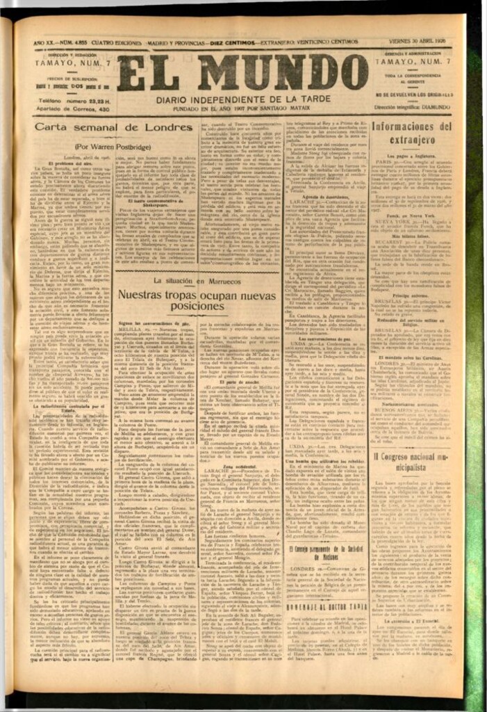 Miniatura de El Mundo del 30 de abril de 1926