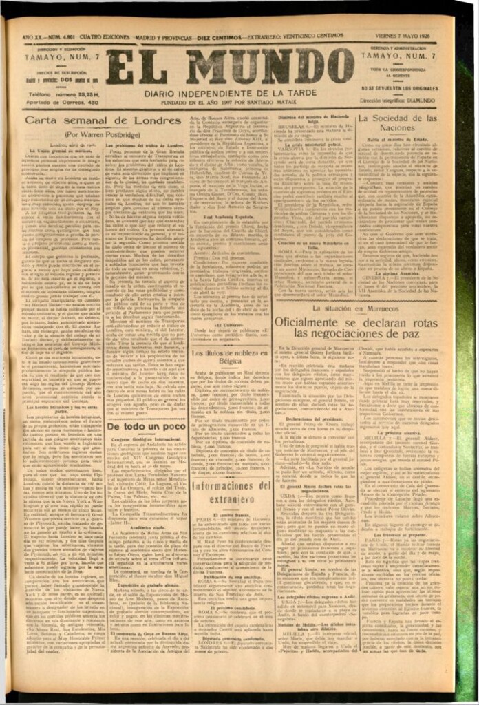 Miniatura de El Mundo del 7 de mayo de 1926