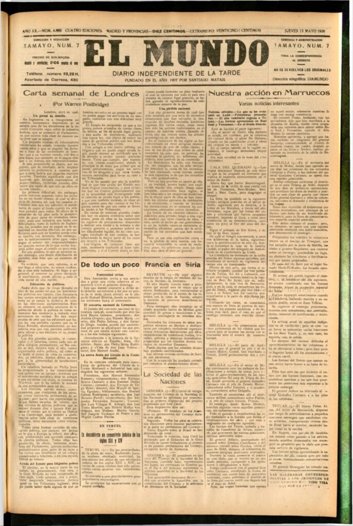 Miniatura de El Mundo del 13 de mayo de 1926