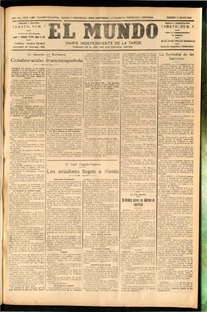 Miniatura de El Mundo del 14 de mayo de 1926