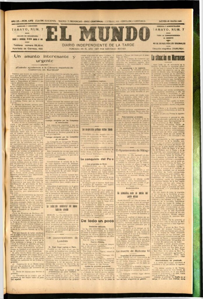 Miniatura de El Mundo del 20 de mayo de 1926