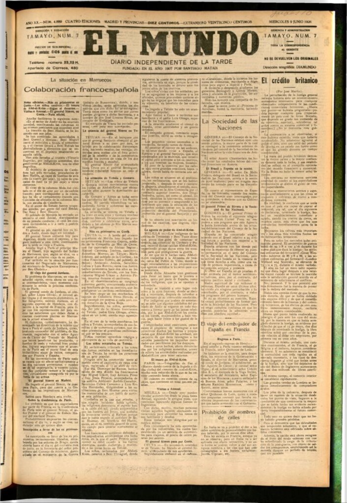 Miniatura de El Mundo del 10 de junio de 1926