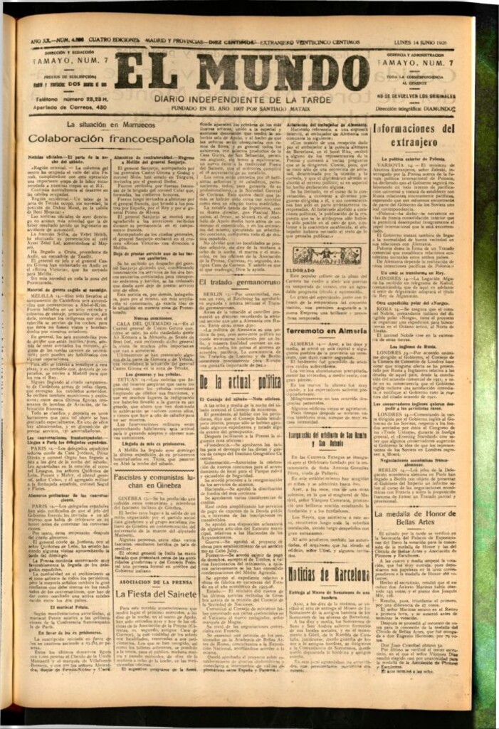 Miniatura de El Mundo del 14 de junio de 1926