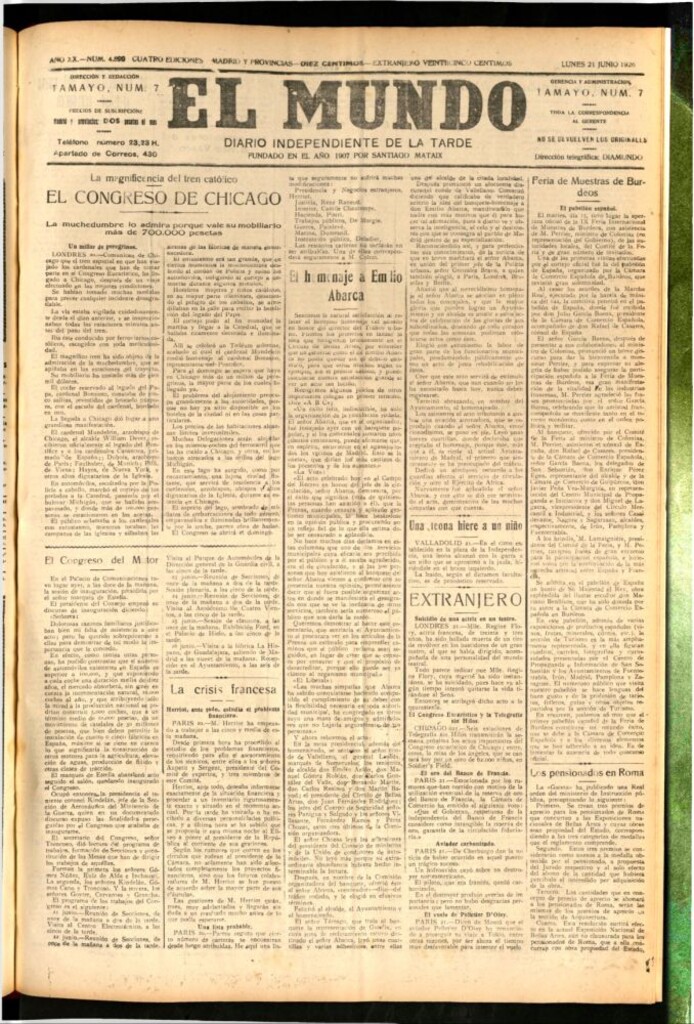 Miniatura de El Mundo del 21 de junio de 1926