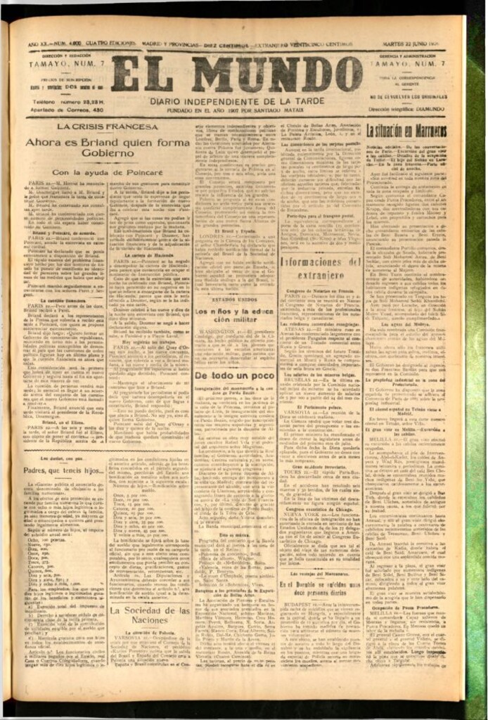 Miniatura de El Mundo del 22 de junio de 1926