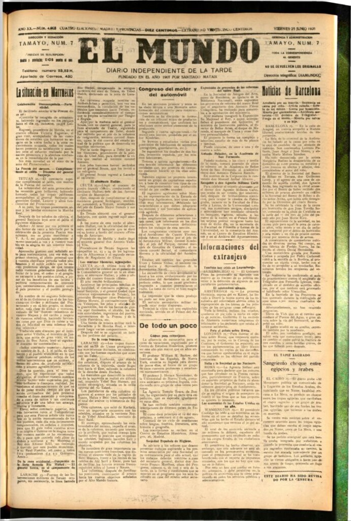 Miniatura de El Mundo del 25 de junio de 1926
