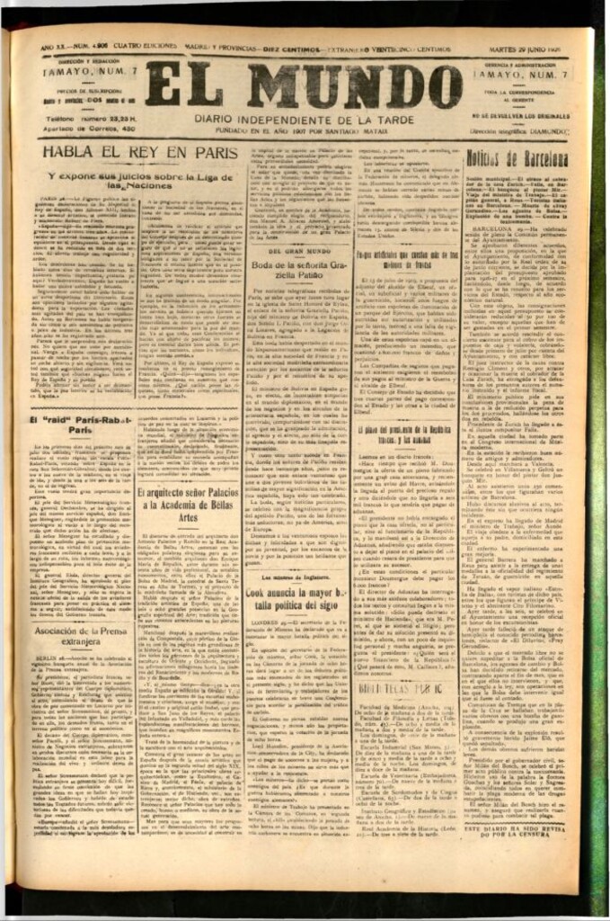 Miniatura de El Mundo del 29 de junio de 1926