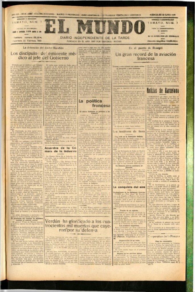 Miniatura de El Mundo del 30 de junio de 1926