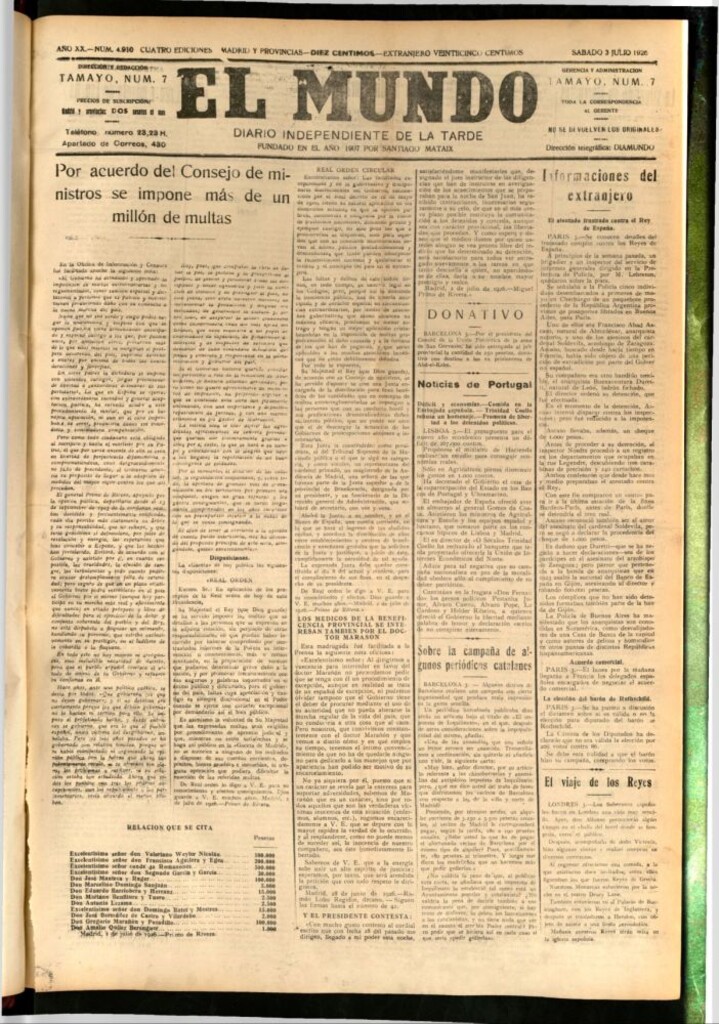 Miniatura de El Mundo del 3 de julio de 1926