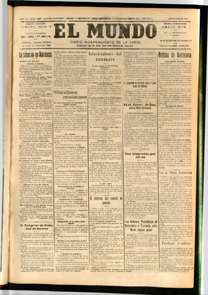 Miniatura de El Mundo del 5 de julio de 1926