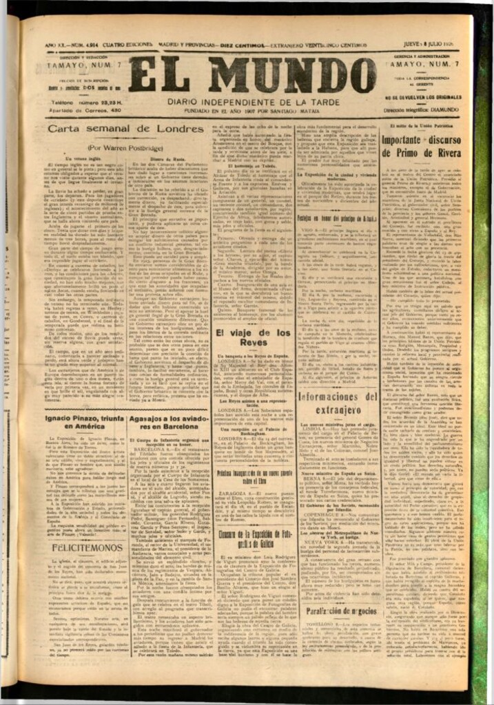 Miniatura de El Mundo del 8 de julio de 1926