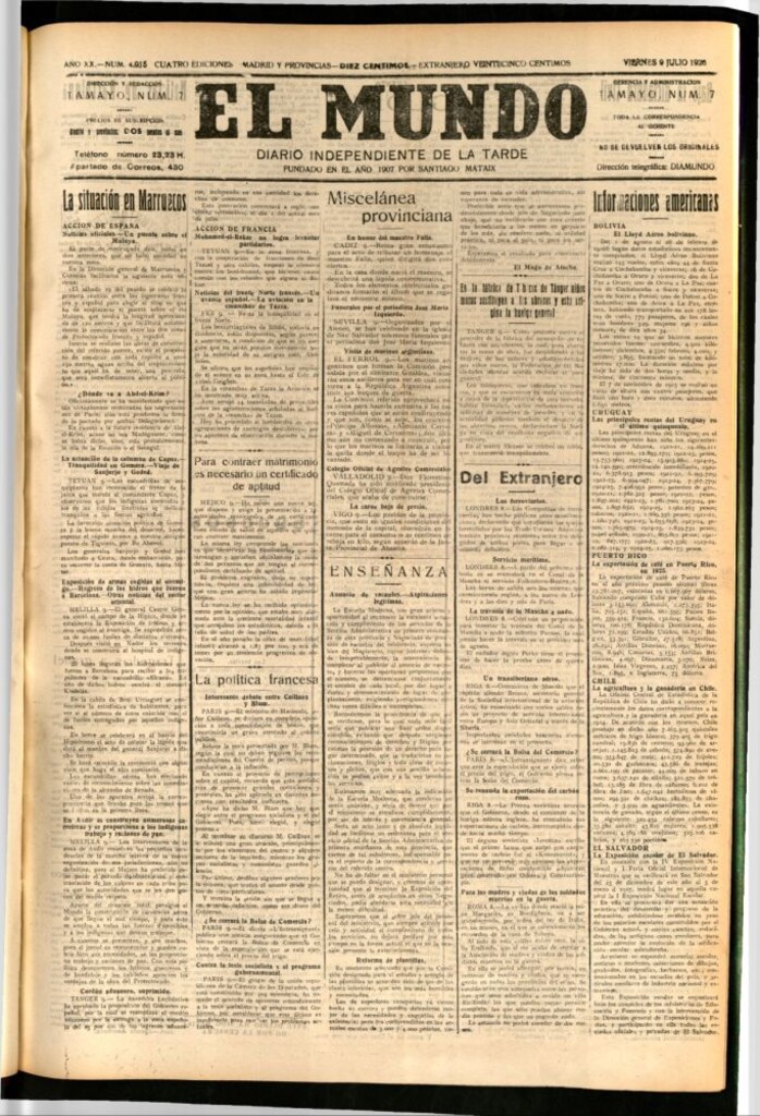 Miniatura de El Mundo del 9 de julio de 1926