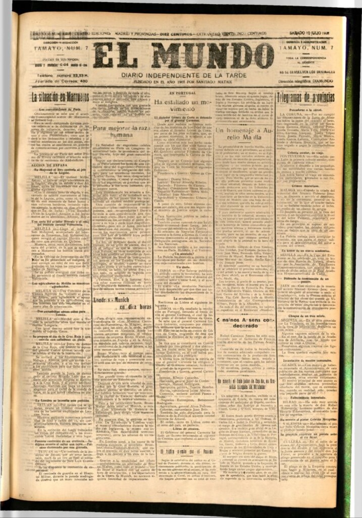 Miniatura de El Mundo del 10 de julio de 1926