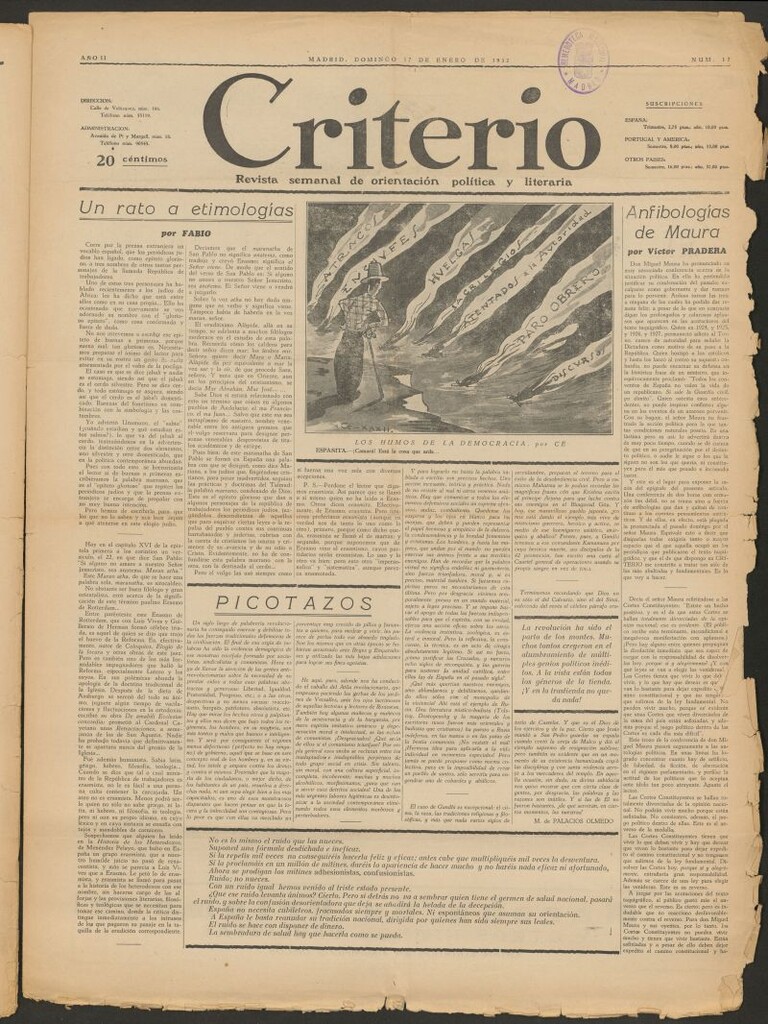 Miniatura de Criterio : revista semanal de orientación política y literaria del 17  de enero de 1932
