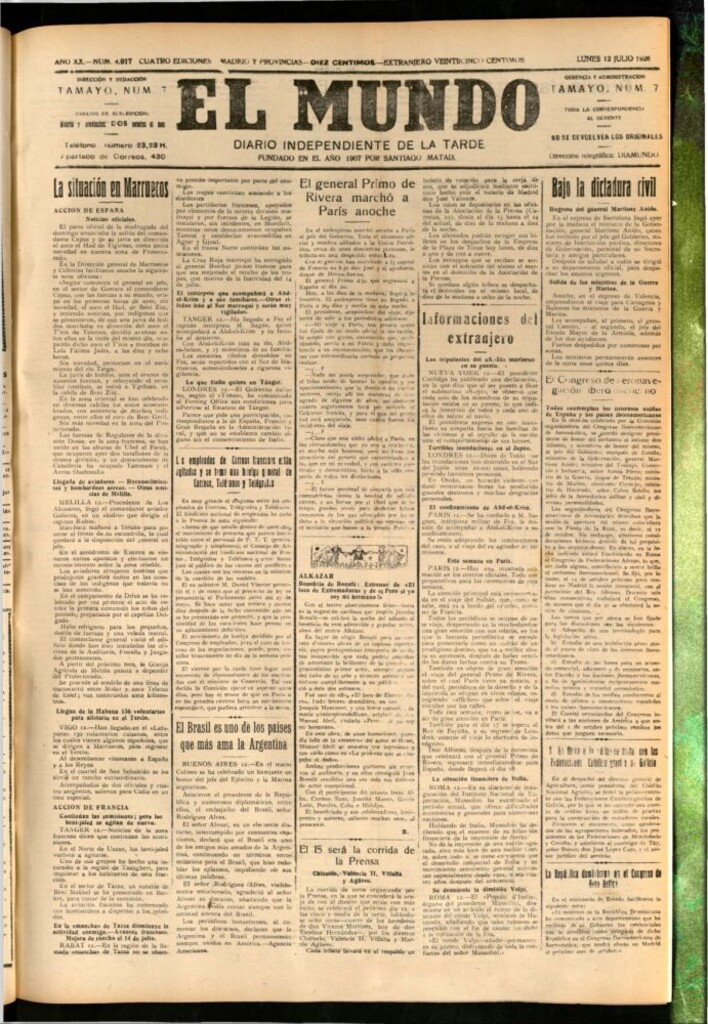 Miniatura de El Mundo del 12 de julio de 1926