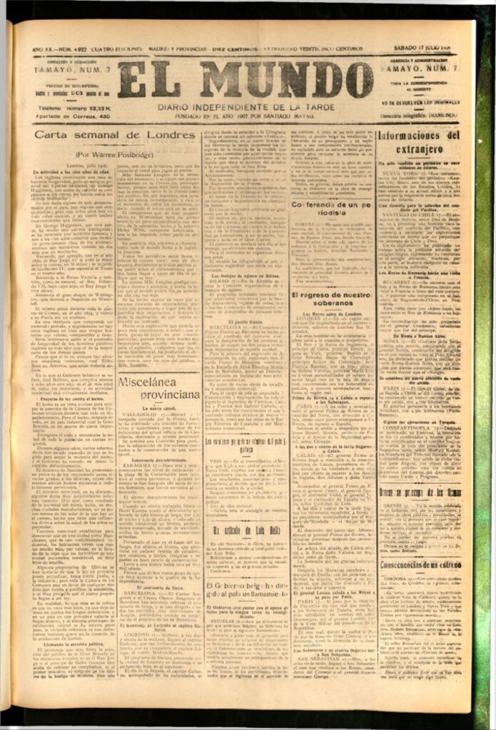 Miniatura de El Mundo del 17 de julio de 1926