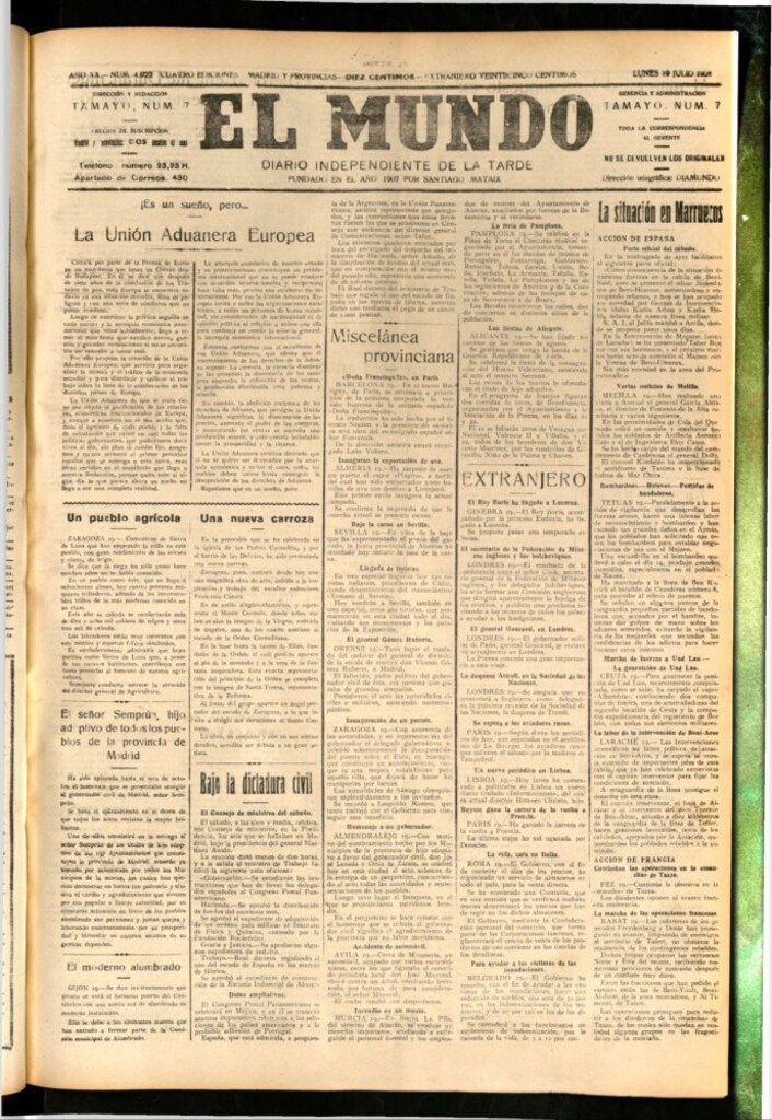 Miniatura de El Mundo del 19 de julio de 1926
