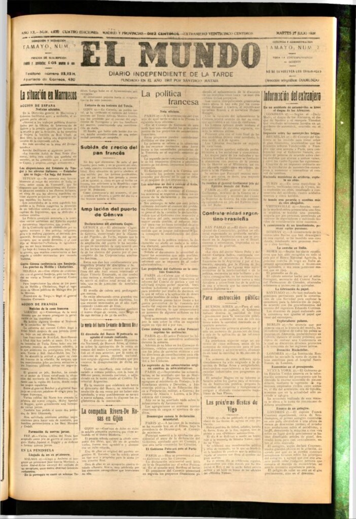 Miniatura de El Mundo del 27 de julio de 1926
