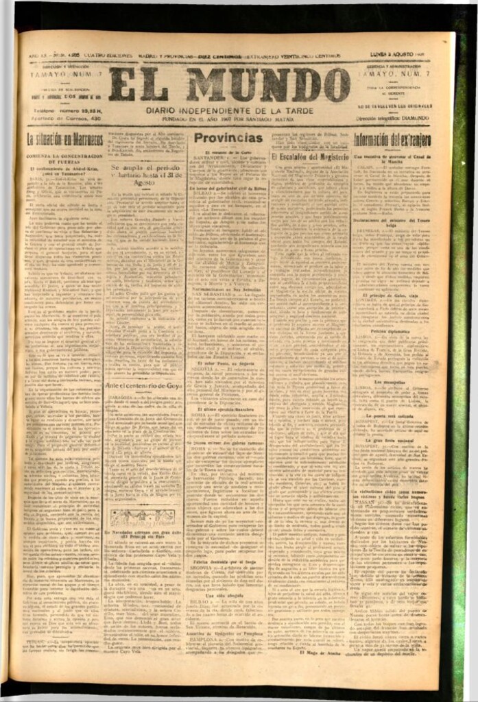 Miniatura de El Mundo del 2 de agosto de 1926