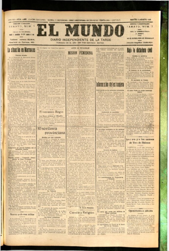 Miniatura de El Mundo del 3 de agosto de 1926