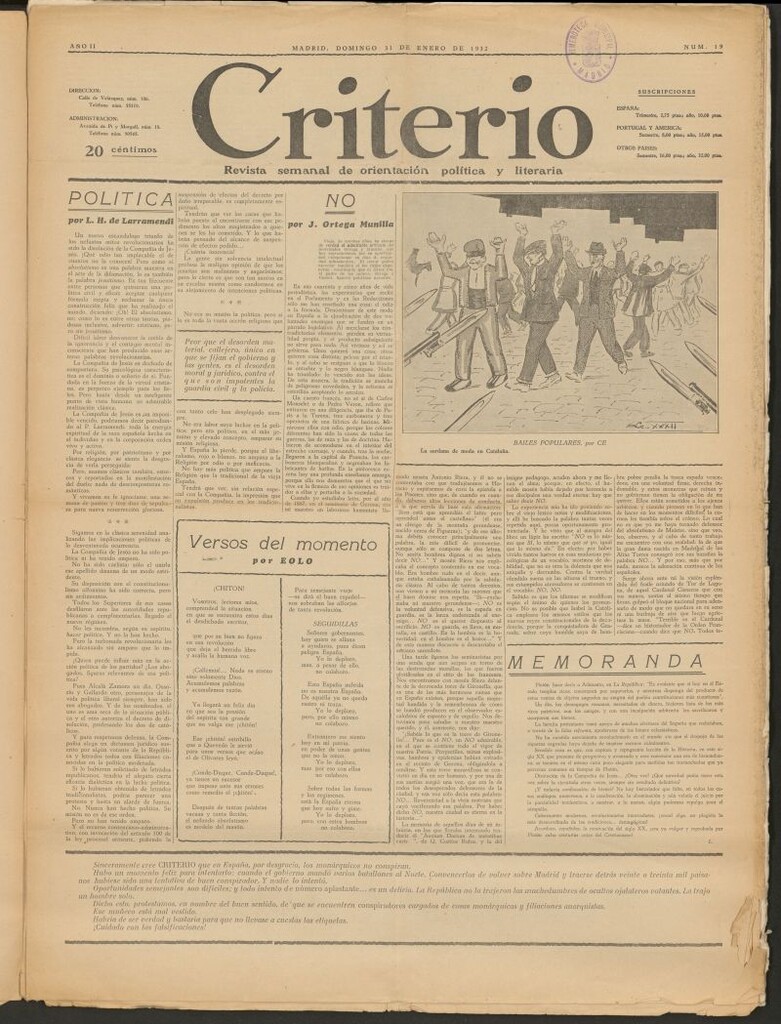 Miniatura de Criterio : revista semanal de orientación política y literaria del 31 de enero de 1932