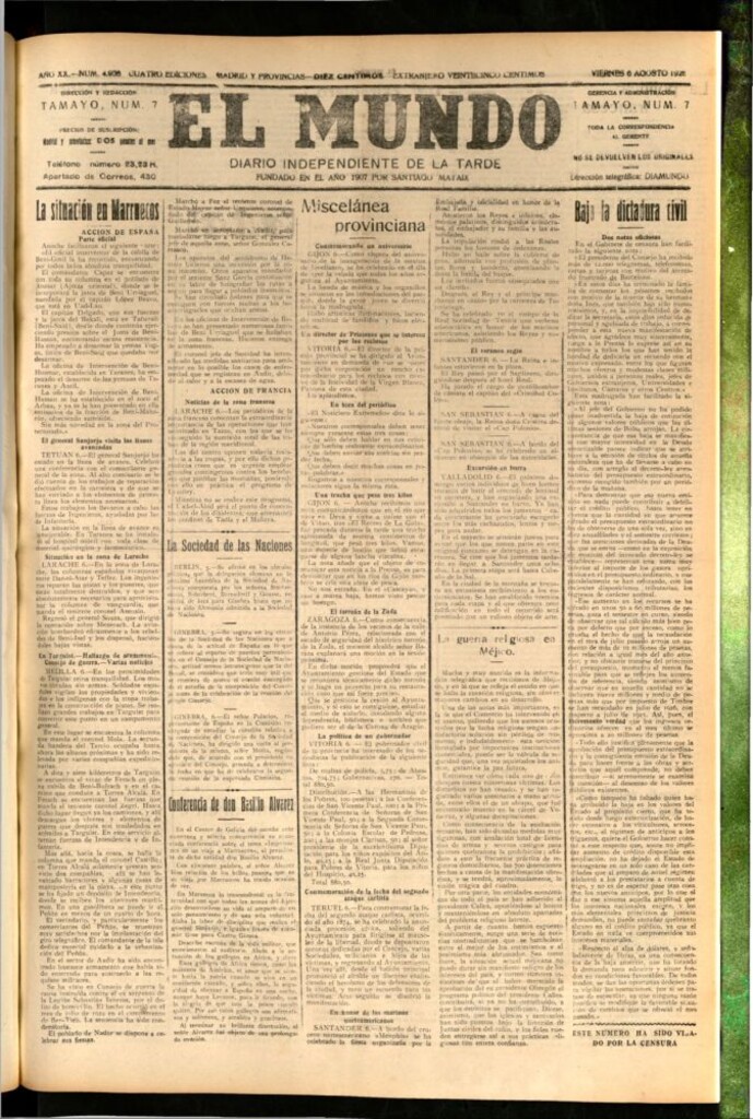 Miniatura de El Mundo del 6 de agosto de 1926