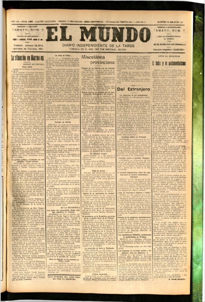 Miniatura de El Mundo del 10 de agosto de 1926