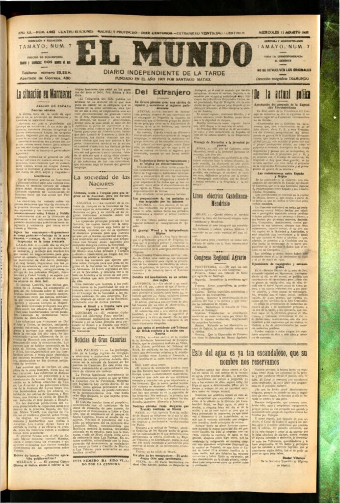 Miniatura de El Mundo del 11 de agosto de 1926