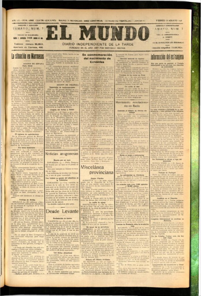 Miniatura de El Mundo del 13 de agosto de 1926