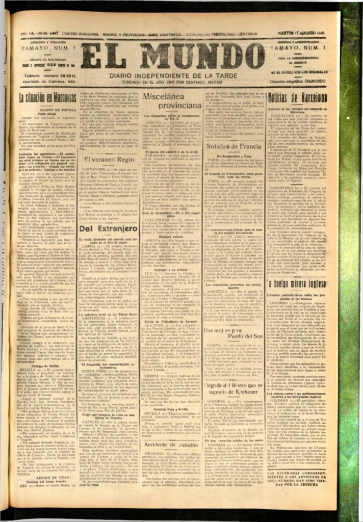 Miniatura de El Mundo del 17 de agosto de 1926