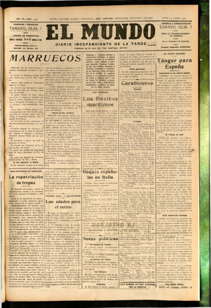 Miniatura de El Mundo del 23 de agosto de 1926