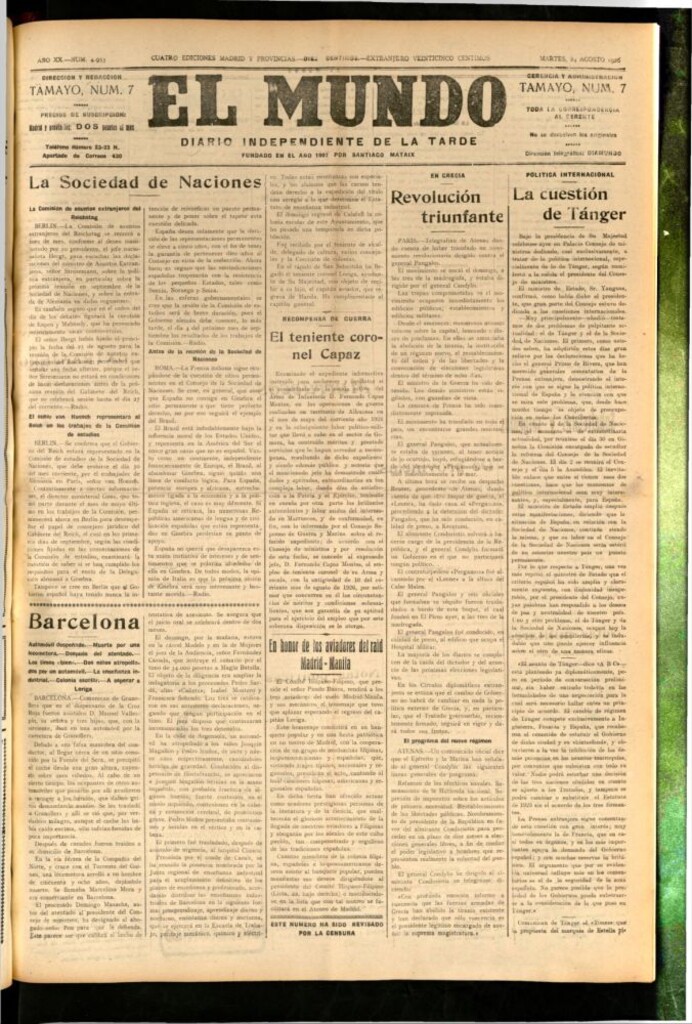 Miniatura de El Mundo del 24 de agosto de 1926