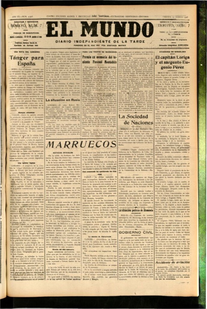 Miniatura de El Mundo del 27 de agosto de 1926