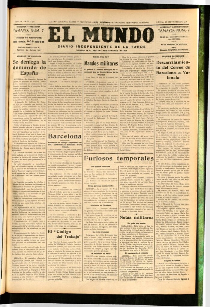 Miniatura de El Mundo del 2 de septiembre de 1926