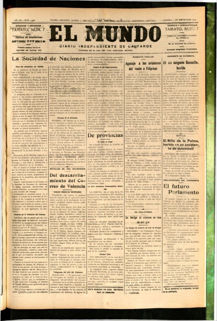 Miniatura de El Mundo del 3 de septiembre de 1926