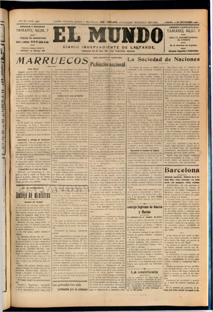 Miniatura de El Mundo del 4 de septiembre de 1926
