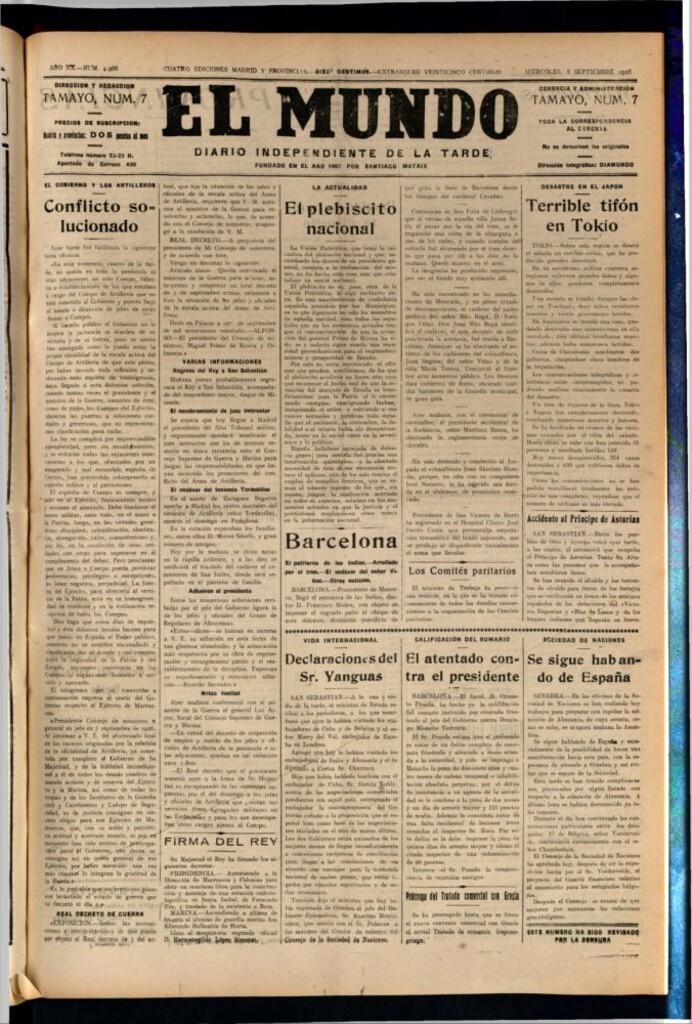 Miniatura de El Mundo del 8 de septiembre de 1926