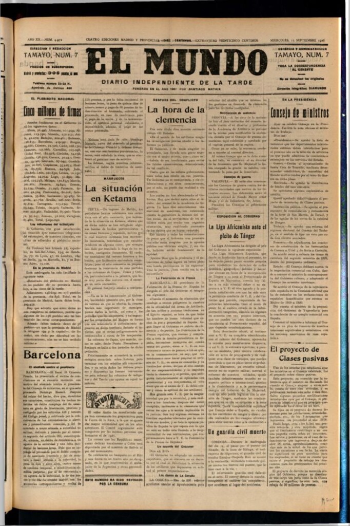 Miniatura de El Mundo del 15 de septiembre de 1926